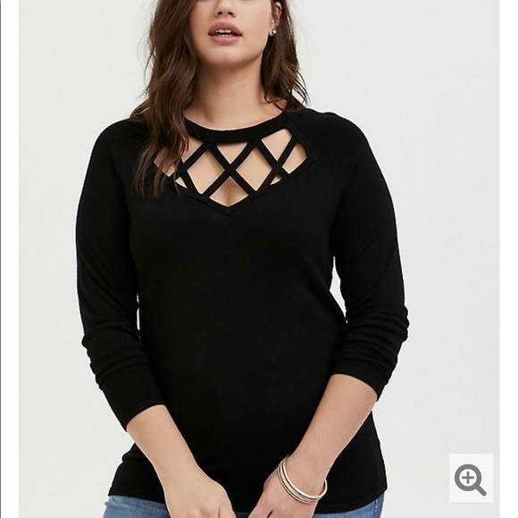 Torrid Black Lattice Front Knit Sweater size 2X - Picture 1 of 11